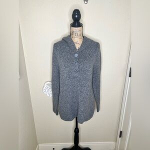 Motherhood Maternity Gray Hooded Button Front Kangaroo Pouch Sweater Sz L